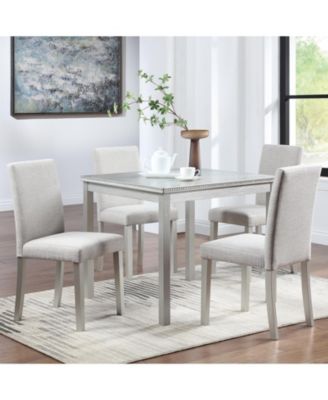5-Piece  wooden Crystal Dining Set with Upholstered Chairs