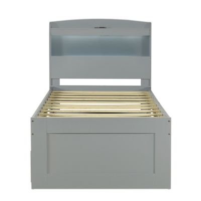 Streamdale Twin XL Bed w/ LED Headboard, Storage, Trundle, Drawers