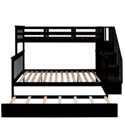 Streamdale Espresso Twin-Over-Full Bunk Bed with Storage and Trundle
