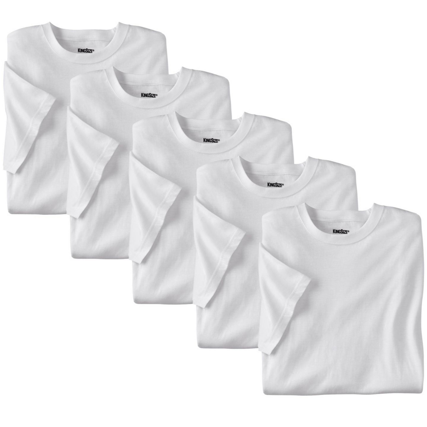 Мужские топы KingSize 5-pack Cotton Crewneck Undershirts, цвет: Белый — фото 1