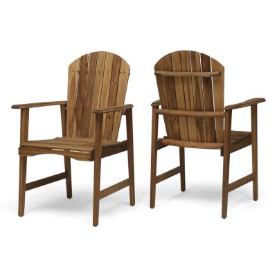 Weather-Resistant Acacia Wood Adirondack Dining Chairs (Set of Two)
