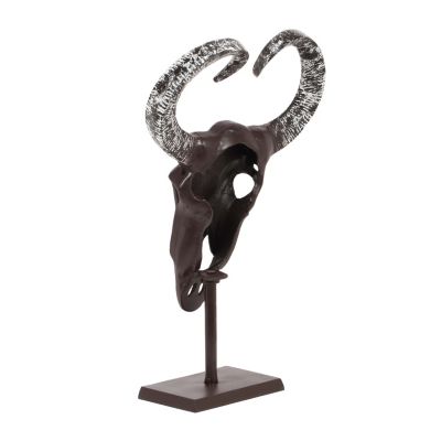 Streamdale Bronze Handcrafted Aluminum Bull Skull Decor with Stand