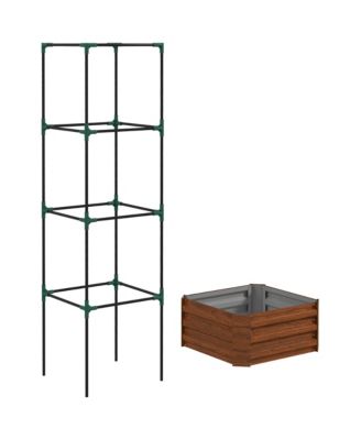 Galvanized Steel Raised Planter with Trellis for Tomatoes