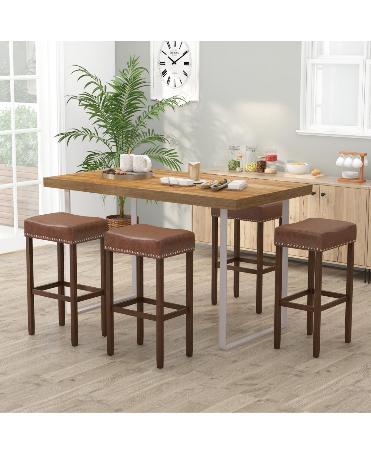 Slickblue Upholstered Bar Stools Set of 2 with Footrests for Counter