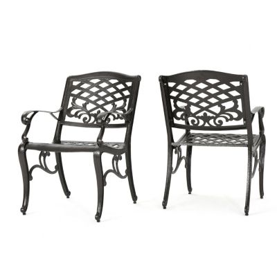 Streamdale Elegant Dining Chairs with Aluminum and Floral Accents