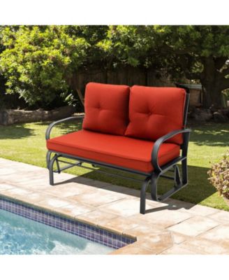 Patio 2-Person Glider Bench Rocking Loveseat with Cushioned Armrest