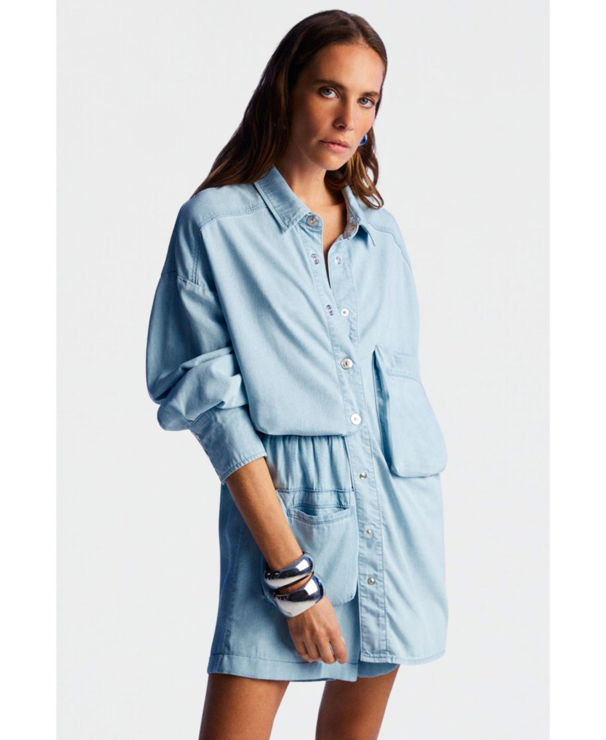 Women's Minimal Draped Shirt - Blue