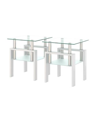 Modern Glass Tea Coffee End Table for Living Room