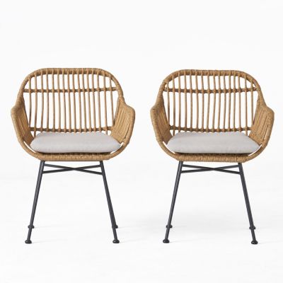 Modern Rattan Chair with Water-Resistant Cushions