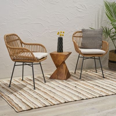 Modern Rattan Chair with Water-Resistant Cushions
