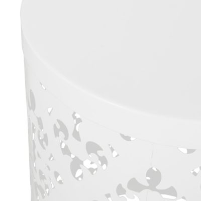 Streamdale Airy Modern Side Table with Iron Cut Floral Design