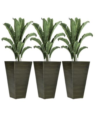 Elegant Stackable Wood-Look Outdoor Planters (Set of 3)