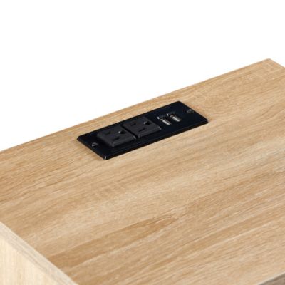 Modern Nightstand with Outlet, USB, Drawer