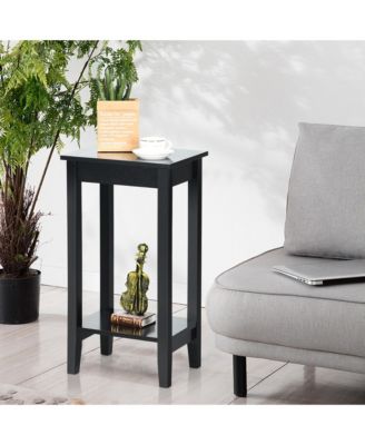 2-Tier Nightstand End Side Table Coffee Table Wooden Legs Bedroom