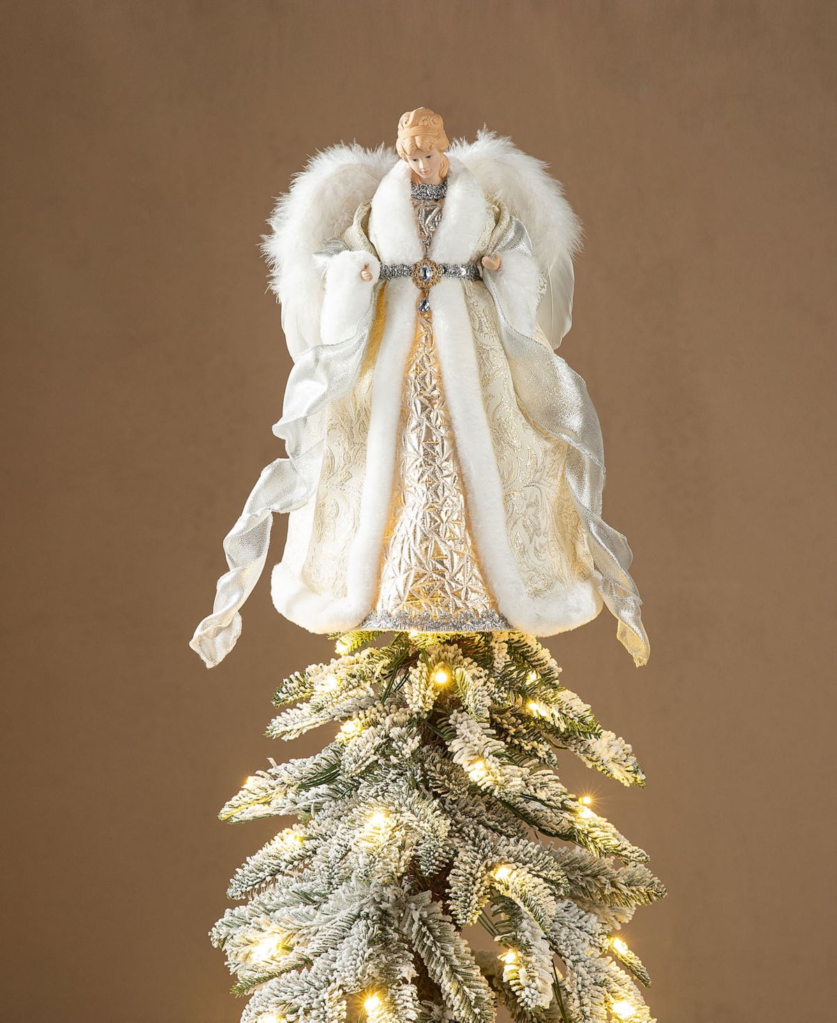 Glitzhome 16 H Polyvinyl Chloride Christmas Elegant Angel Tree Top In Multi