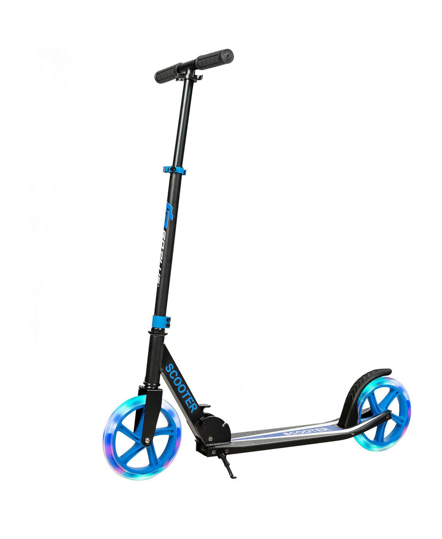Детская игрушка Costway Folding Kick Scooter with LED Wheels, 220 Lb Capacity, Ages 5-14, цвет: Синий — фото 9