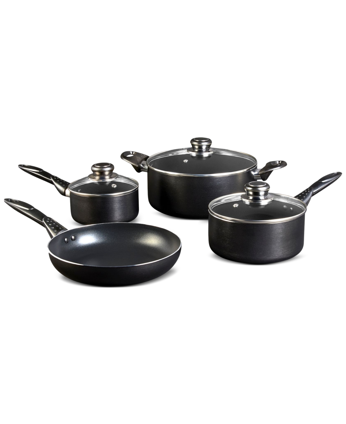Basic Essentials 7-pc. Nonstick Aluminum Cookware Set In Black