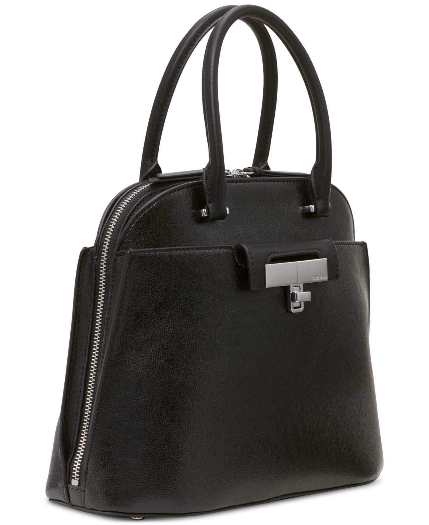 Женская сумка Calvin Klein Becky Convertible Turnlock Dome Satchel, цвет: Чёрный — фото 2