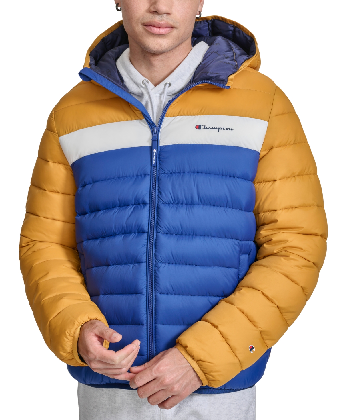 Men's Performance Quilted Hooded Jacket - Peacoat