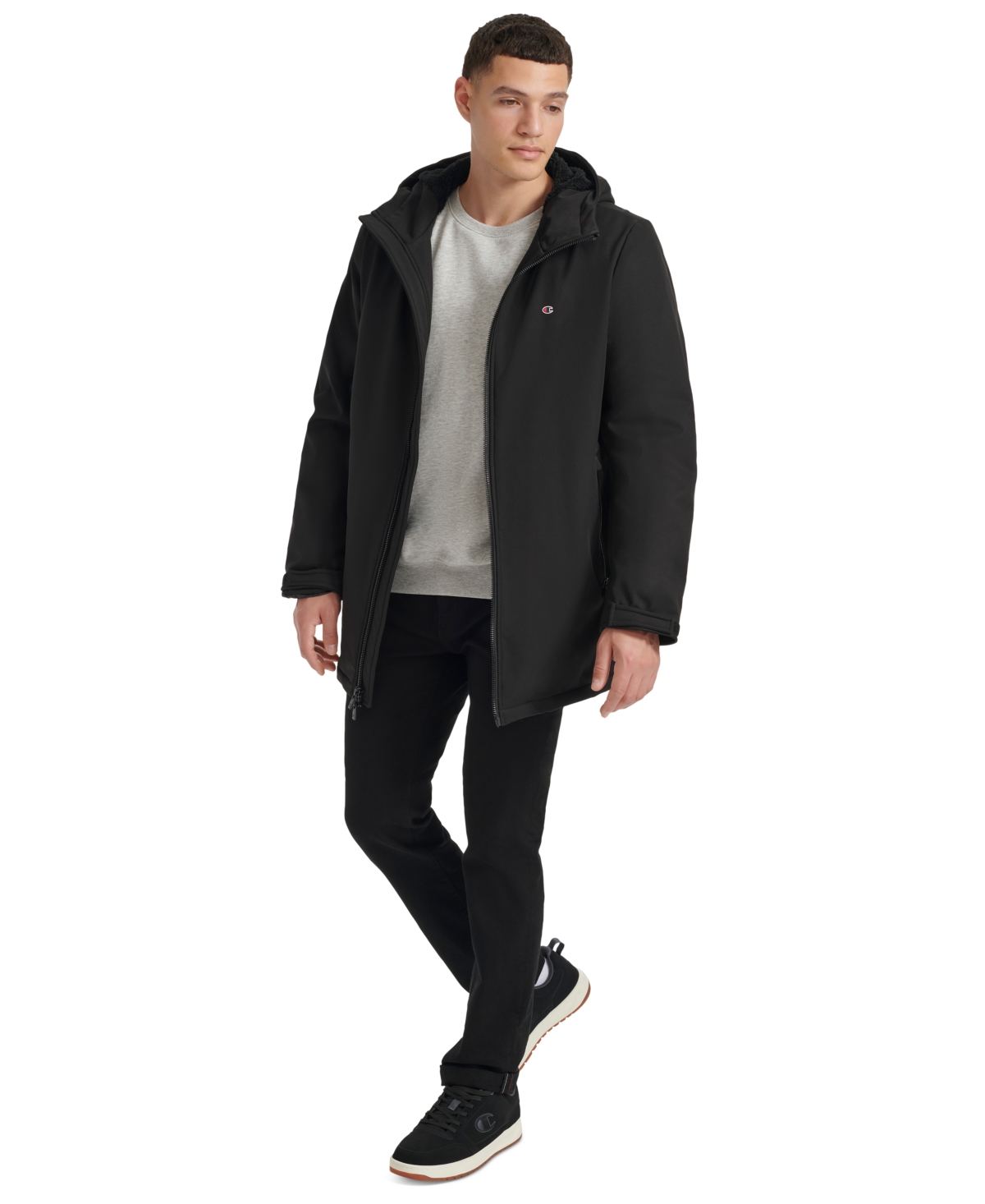Champion Men's Performance Hooded, Faux Sherpa-Lined Peacoat Jacket
