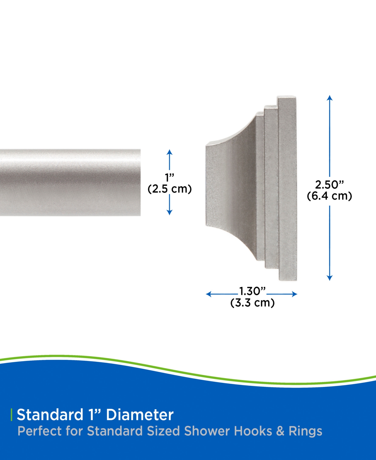 Kenney Twist Fit No Tools Decorative Shower Curtain Rod, 42-72