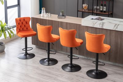 Modern Adjustable Velvet Bar Stools, Set of 2