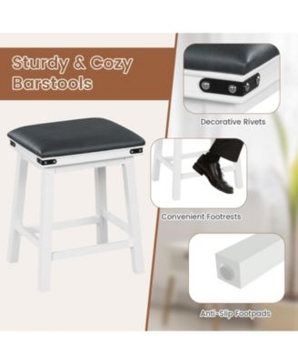 Set of 2  Dining Bar Stool with Acacia Wood Frame