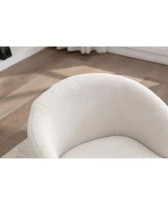 Teddy Fabric Swivel Barrel Chair with Metal Ring