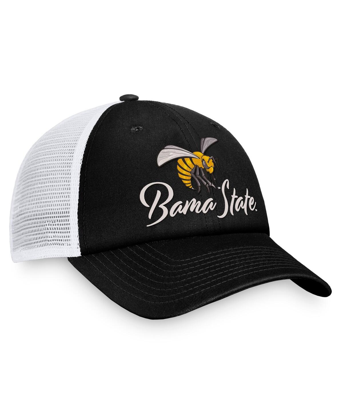 Top Of The World Women's Black/white Alabama State Hornets Charm Trucker Adjustable Hat In Black,white