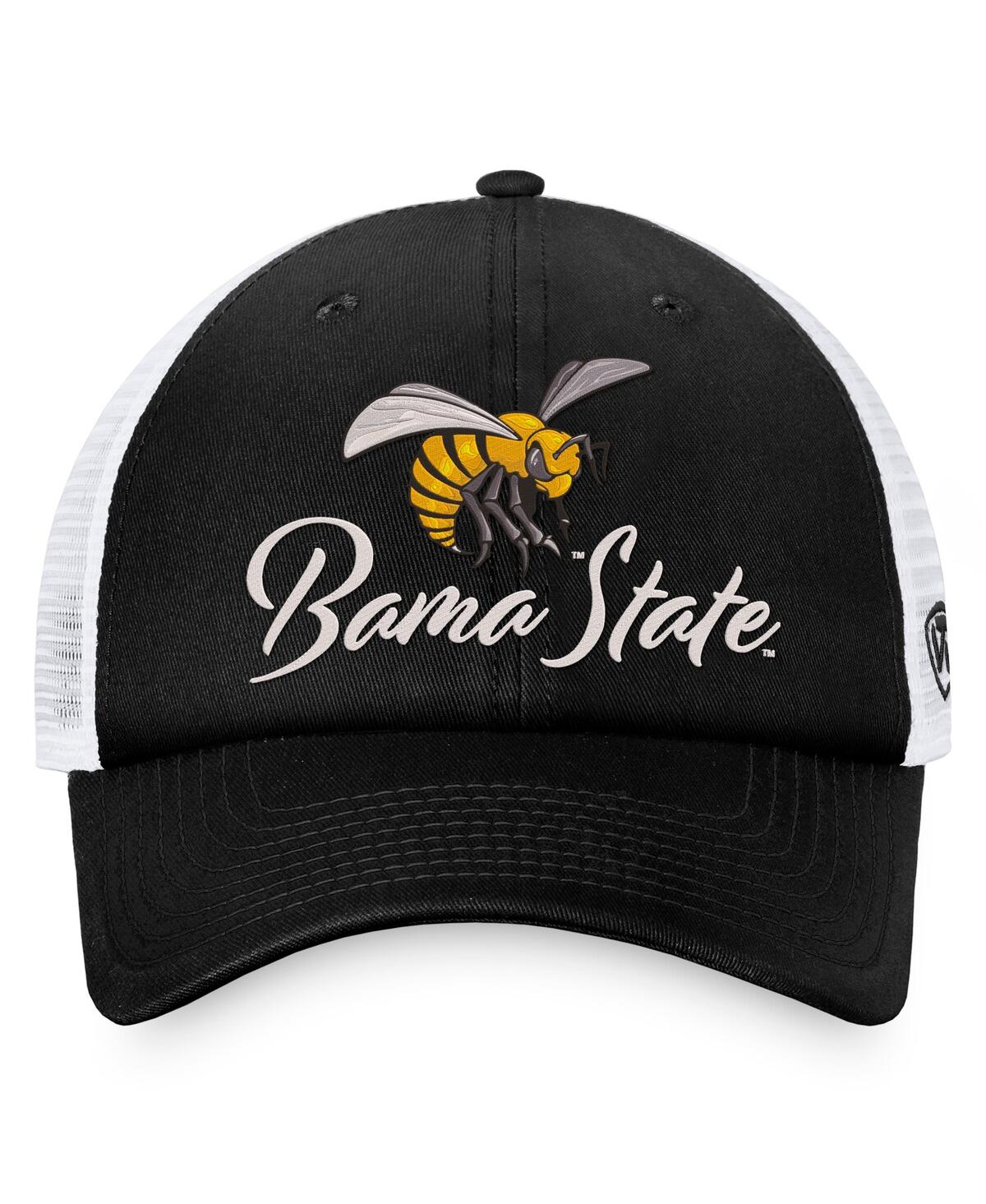 Top Of The World Women's Black/white Alabama State Hornets Charm Trucker Adjustable Hat In Black,white