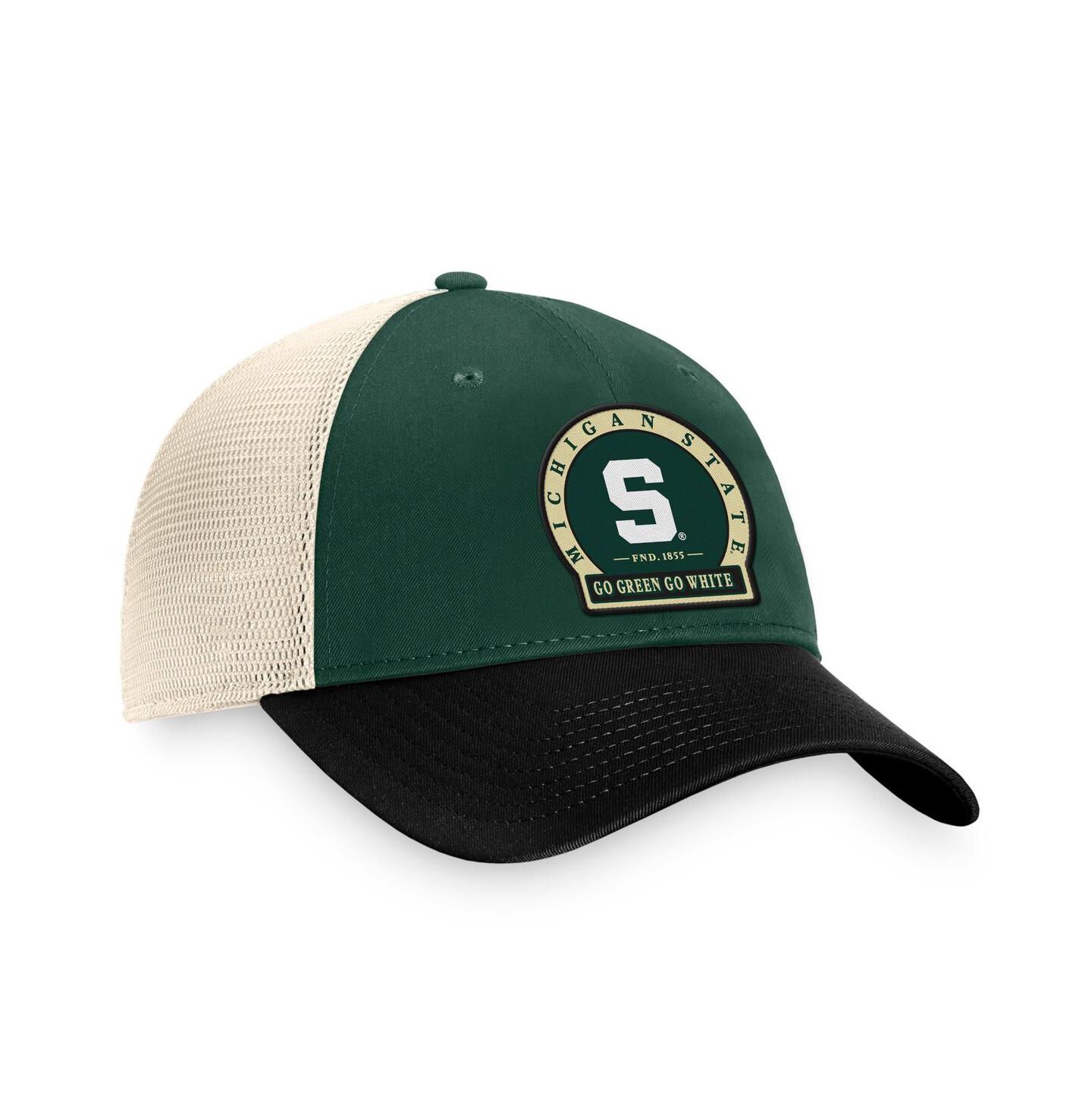 Мужская кепка Top of the World Green Michigan State Spartans Refined Trucker Adjustable Hat — фото 3