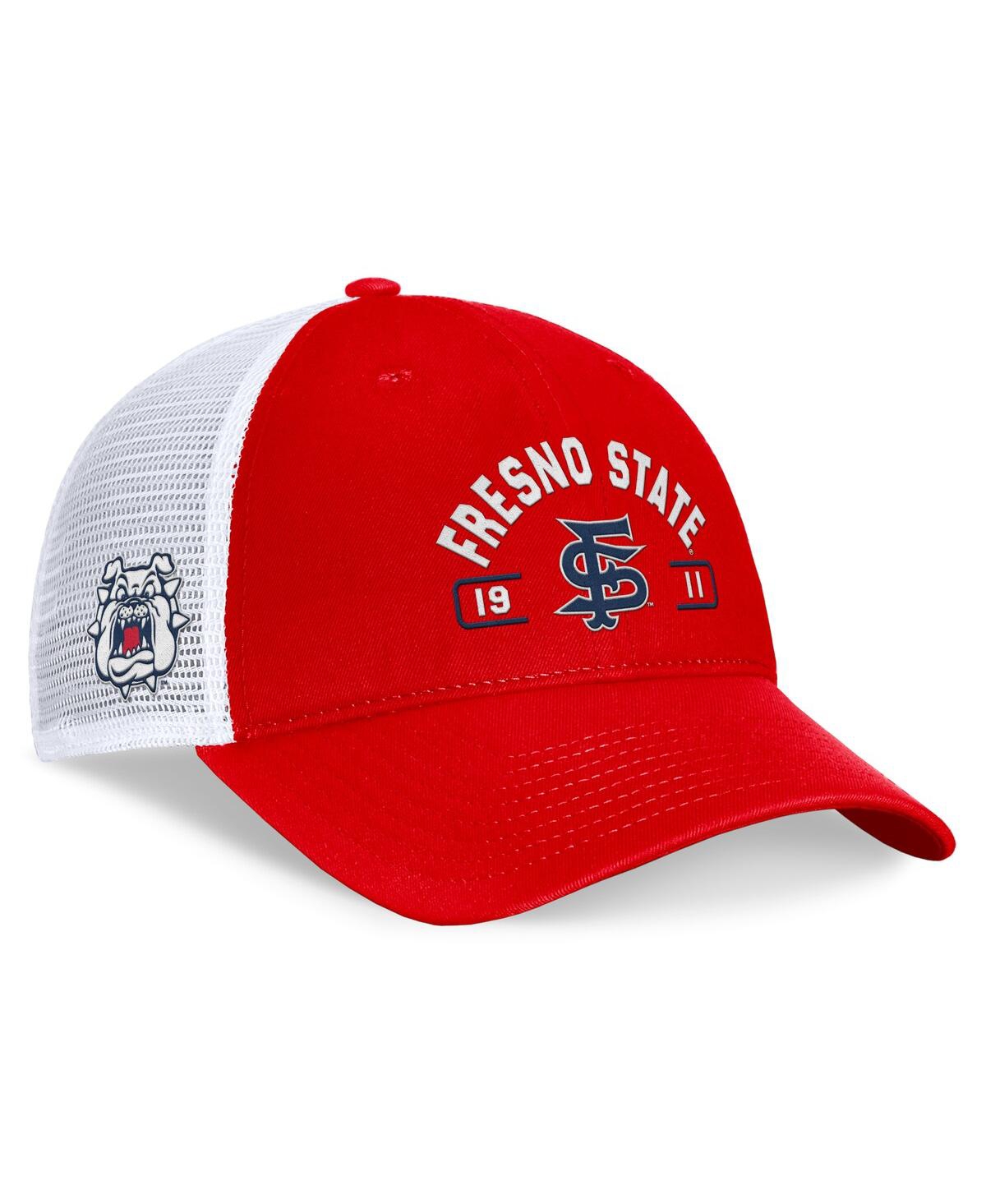 Men's Red/White Fresno State Bulldogs Free Kick Trucker Adjustable Hat - Red, White
