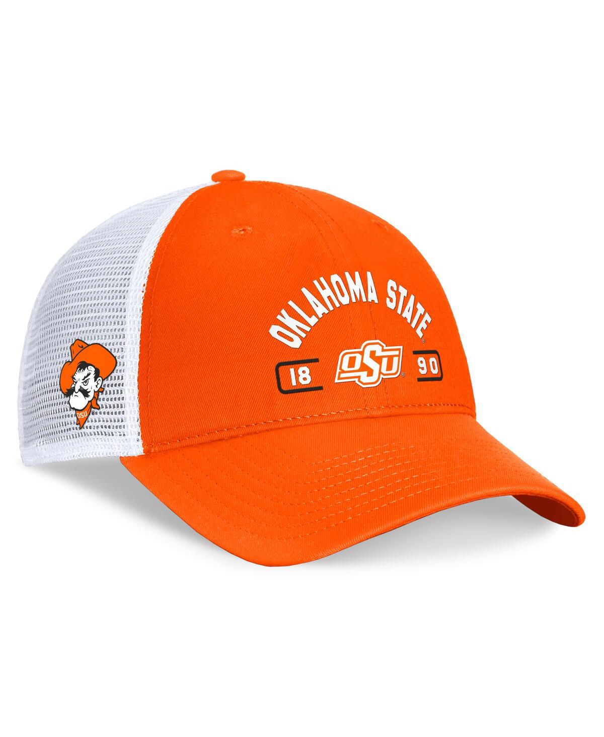 Top Of The World Men's Orange/white Oklahoma State Cowboys Free Kick Trucker Adjustable Hat In Orange,white