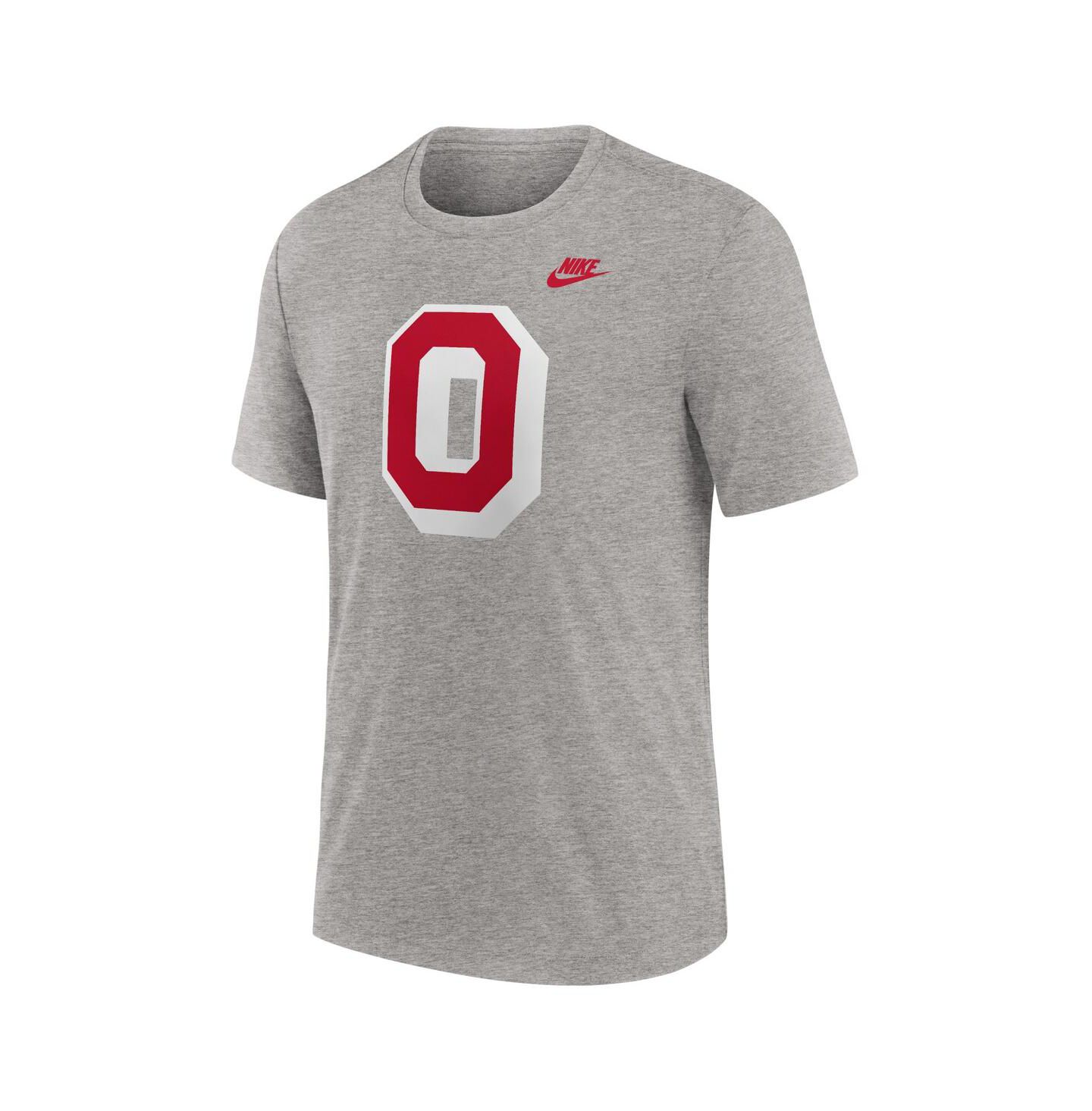 Мужская футболка Nike Ohio State Buckeyes Blitz Evergreen Legacy Primary Tri-Blend, цвет: Меланжевый чёрный — фото 5