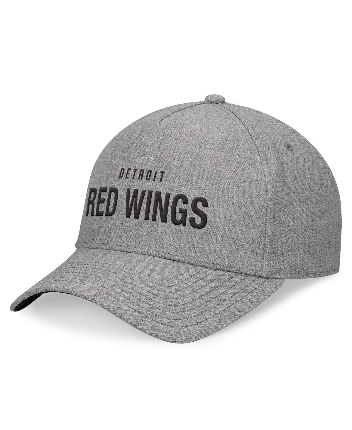 Men's Heather Gray Detroit Red Wings Elements A-Frame Leather Strap back Hat - Heather Gray