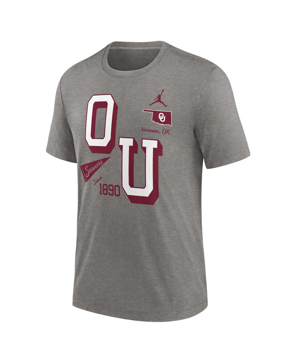 Jordan Men's Heather Gray Oklahoma Sooners Blitz Roll Call Tri-blend T-shirt In Heather Gray