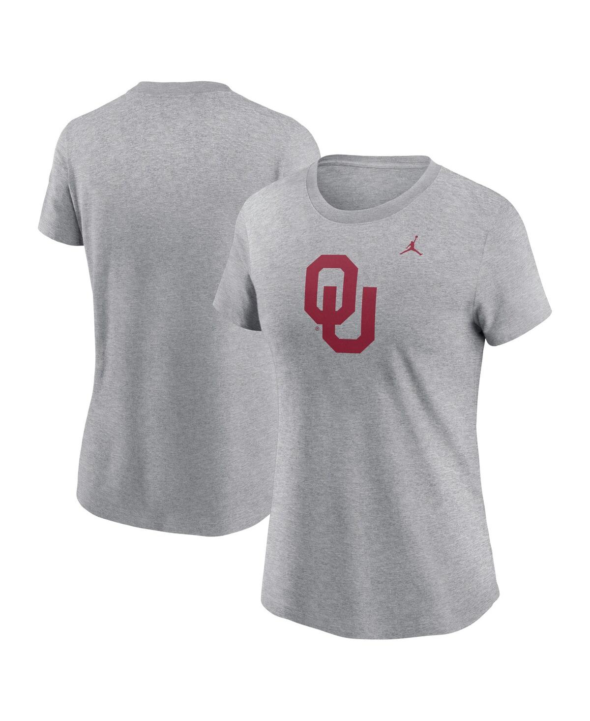 JORDAN WOMEN'S HEATHER GRAY OKLAHOMA SOONERS PRIMETIME EVERGREEN LOGO T-SHIRT 