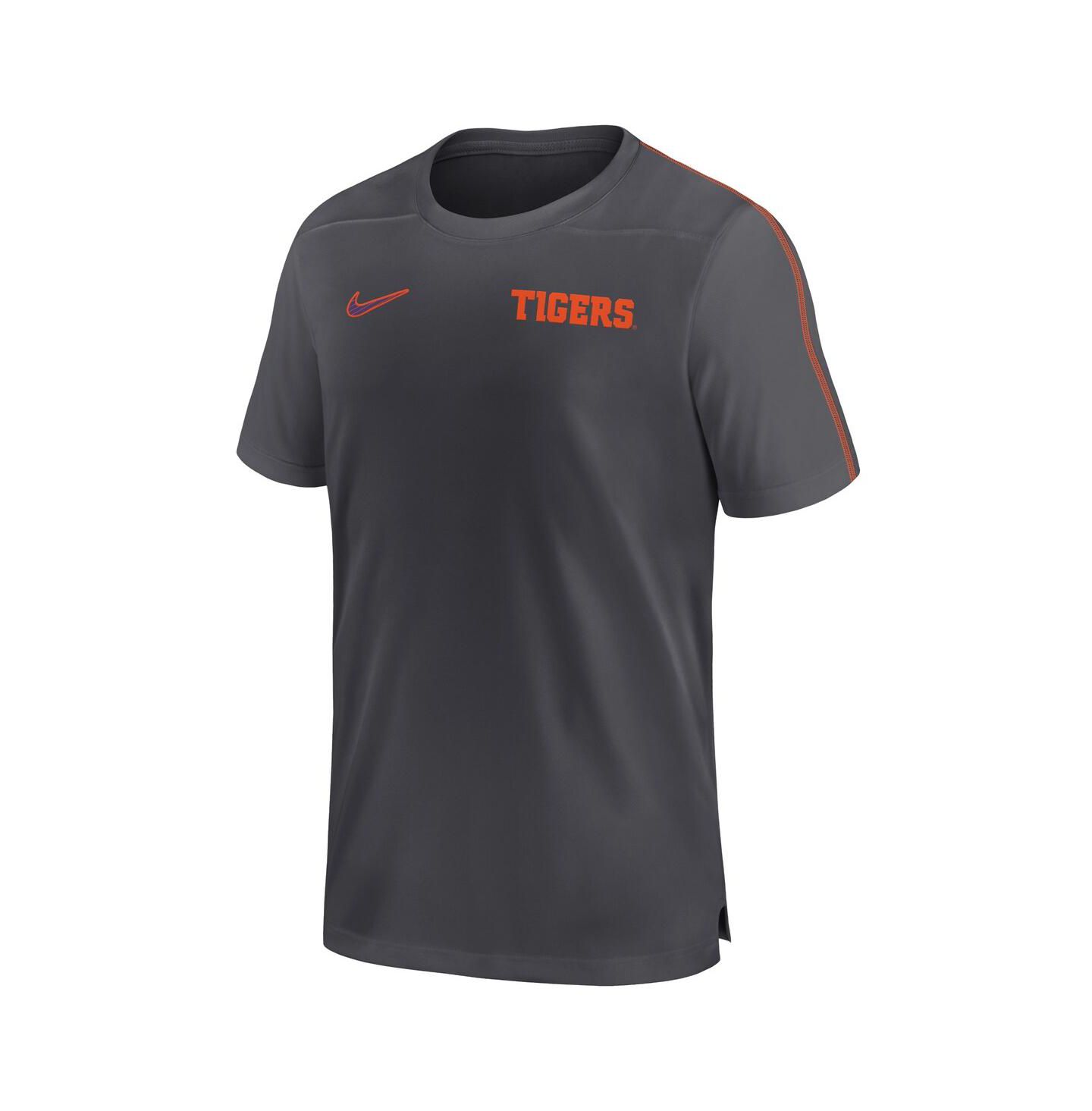 Мужская футболка Nike Clemson Tigers 2024 Sideline Coach Performance, цвет: Антрацитовый / Оранжевый — фото 2
