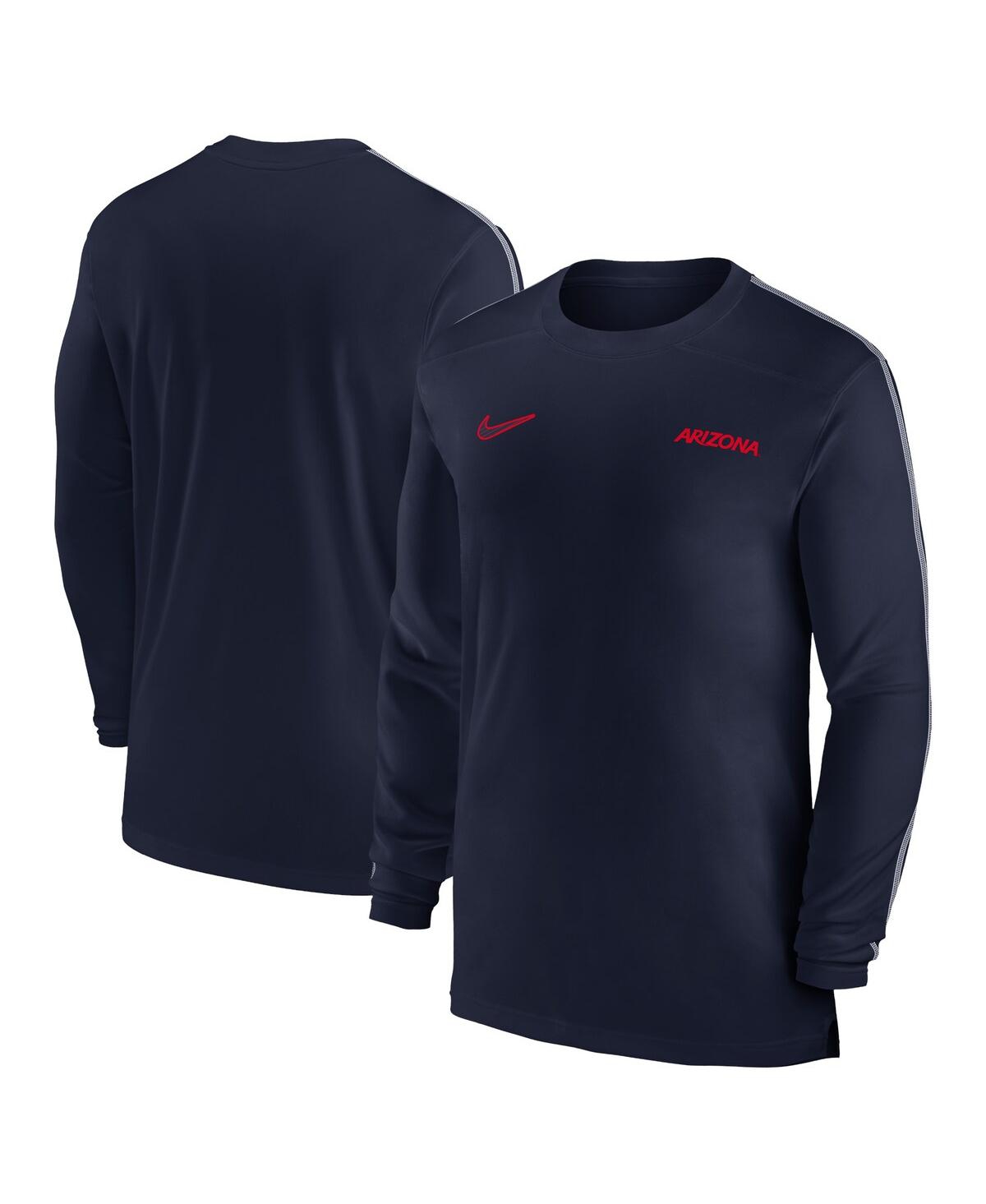 Nike Men's Navy Arizona Wildcats 2024 Sideline Coach Uv Performance Long Sleeve T-shirt In Navy,white