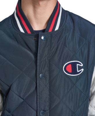 Men's Retro Quilted Logo Bomber Jacket
