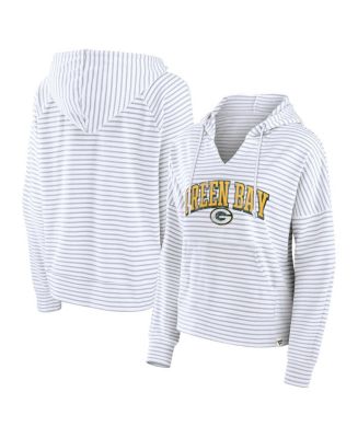 Fanatics Women's White/Gray Green Bay Packers Striped Notch Neck ...