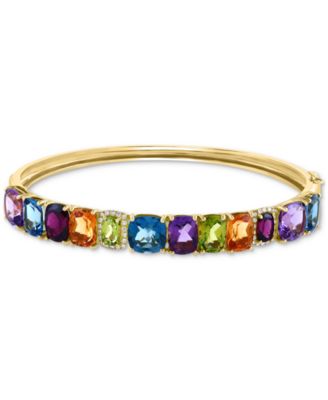 EFFY Collection - Multi-Gemstone (18-7/8 ct. t.w.) & Diamond (1/6 ct. t.w.) Bangle Bracelet in 14k Gold