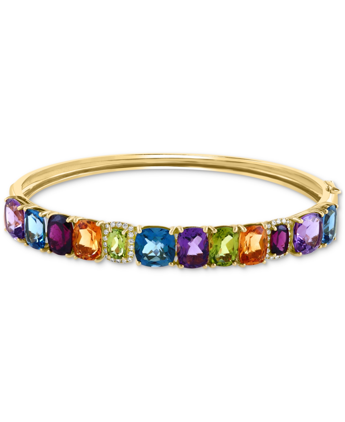 Effy Multi-Gemstone (18-7/8 ct. t.w.) & Diamond (1/6 ct. t.w.) Bangle Bracelet in 14k Gold - Multi-Gemstone