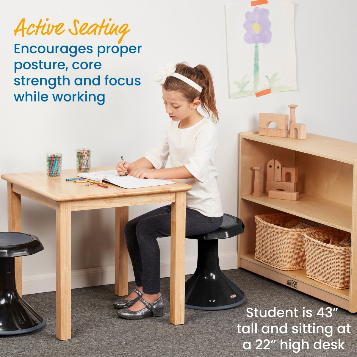 Ace Active Core Engagement Wobble Stool, Flexible Seating, 15in Seat Height