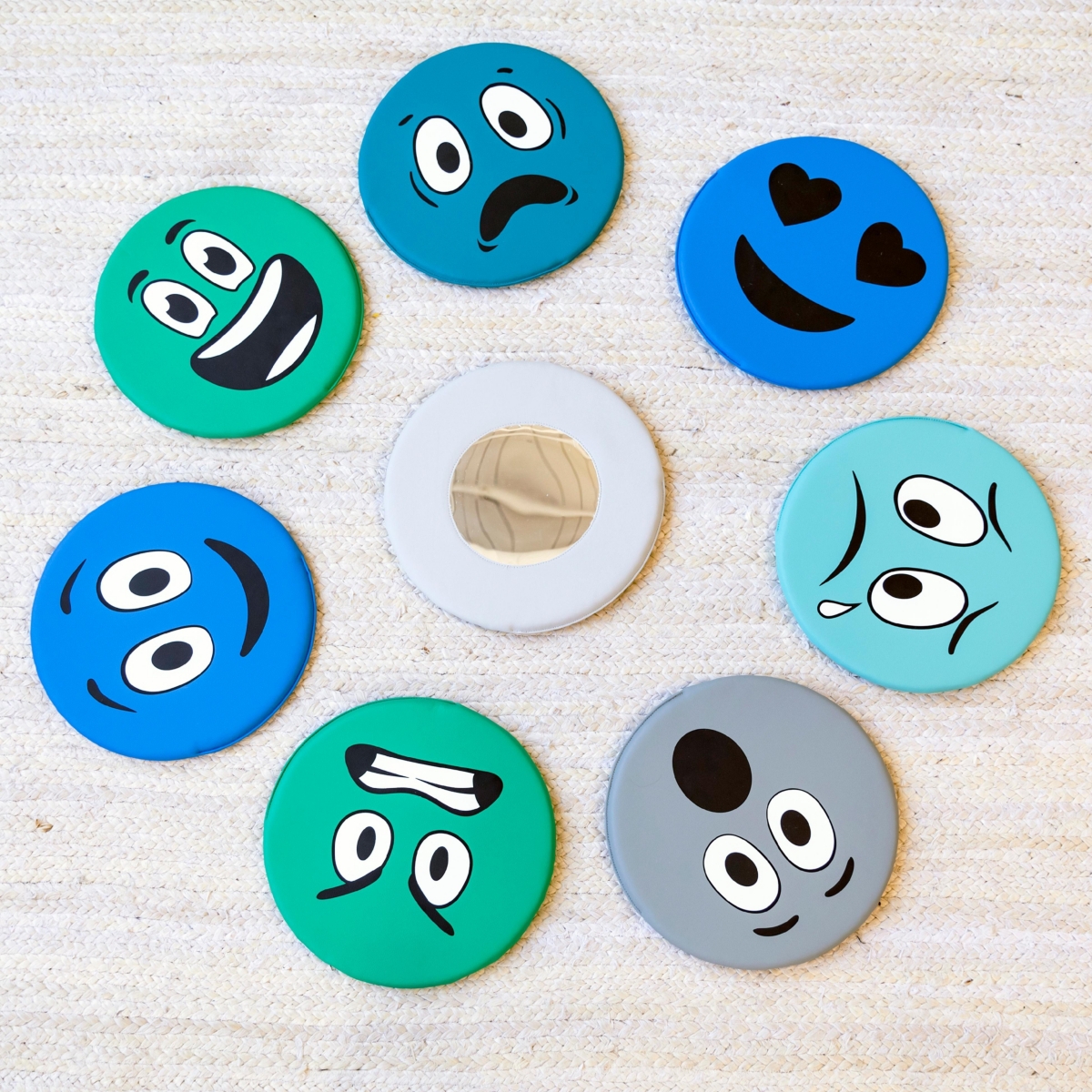 ECR4Kids SoftZone Emotion Pads with Mirror, English, 8-Piece - Contemporary