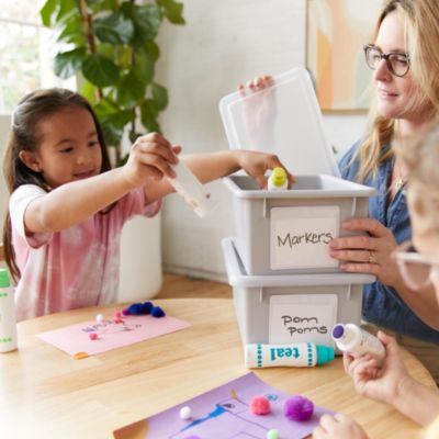 Cubby Storage Bin with Lid, Blue, 10-Piece