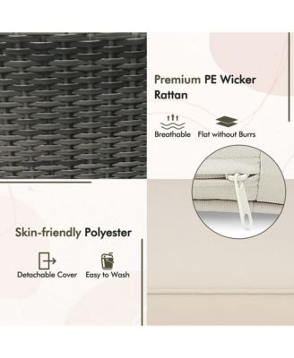 3-Piece Patio Furniture Set PE Wicker Conversation Bistro Set w/ A Tempered Glass Table