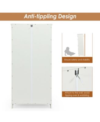 Accent Floor Storage Cabinet with Adjustable Shelves Antique 2-Door-Cream White