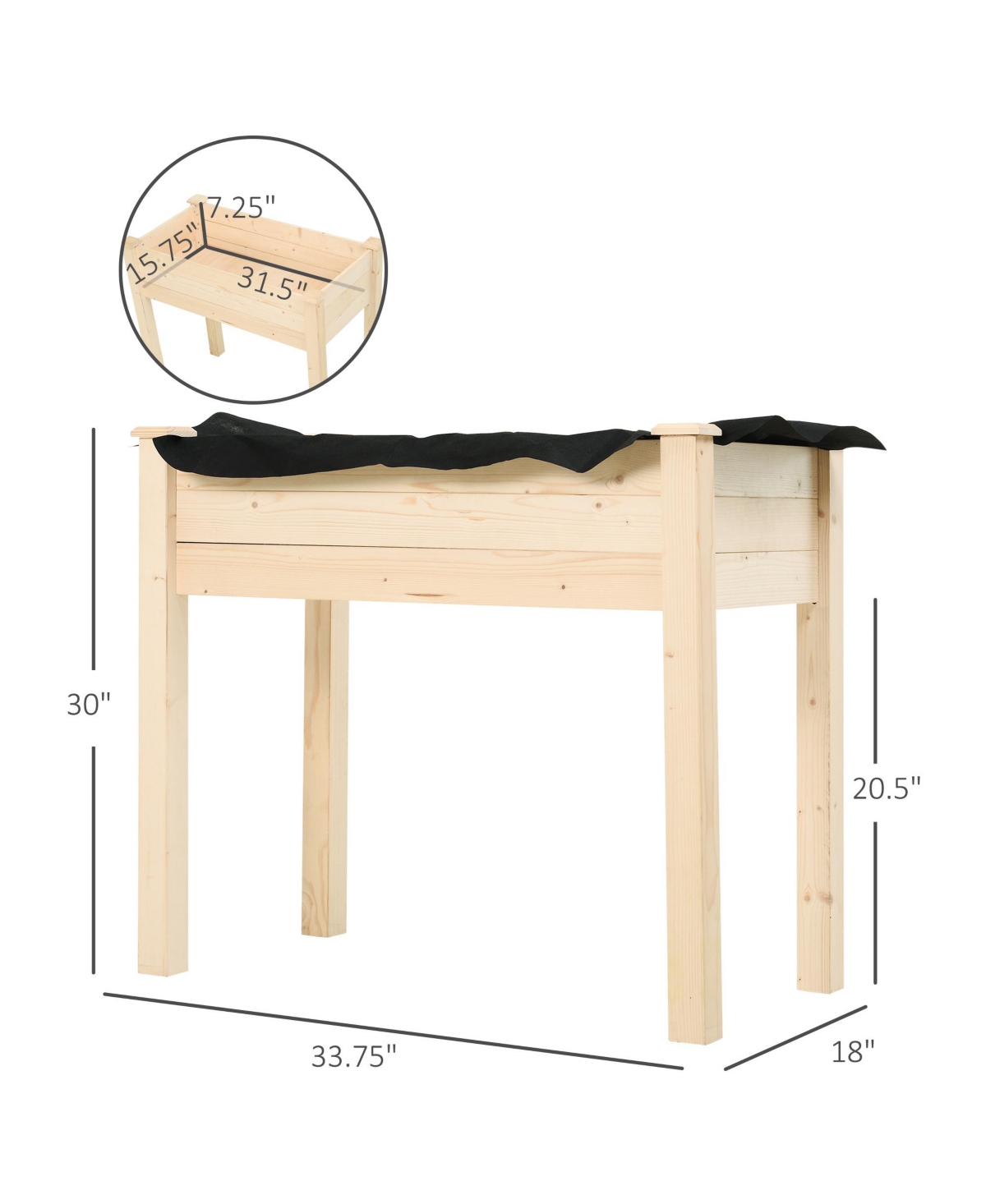 Streamdale Furniture Elevated Garden Bed with Drainage and Fabric Filter, Perfect for All Plant Lovers