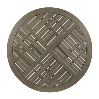 Streamdale Stylish Circular Outdoor Acacia Wood Patio Table - Teak Grey